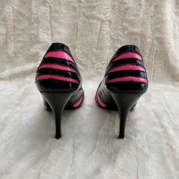 Vintage Monster High Draculaura Inspo Black Pink Peep Toe Stiletto Heels Sz 7.5 - Picture 4 of 11